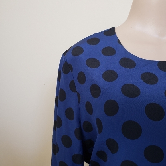 C WONDER Polka Dot 100% Silk Shift Dress - Picture 2 of 5